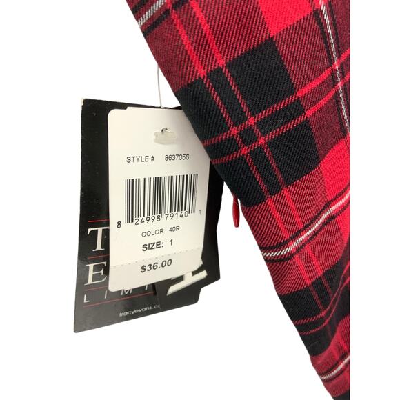 Womens Tracy Evans Ltd Red Plaid Pleated Mini Skirt with Black Belt Size 1 NWT - Picture 4 of 7